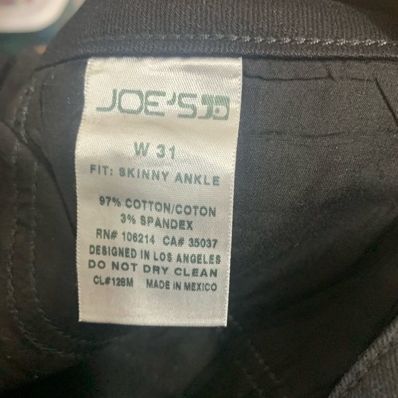 Joe's Coated Denim High Rise Ankle Skinny Jeans Charlie Black Sz 31 - Picture 11 of 12